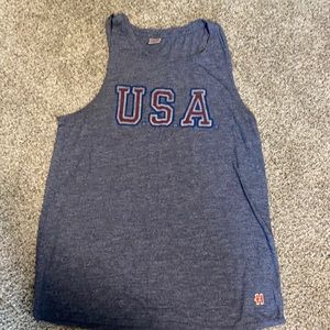 Fitted heather gray/blue homage tank - smoke free